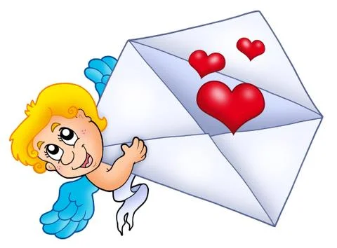 Cupid holding envelope  Stock Illustration