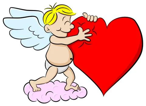 Cupid hugging a heart Stock-Illustration