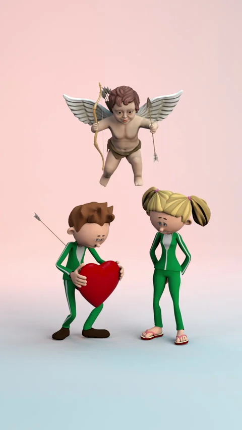 Cupid love arrow – 3d render looped. Stock Footage 300164676