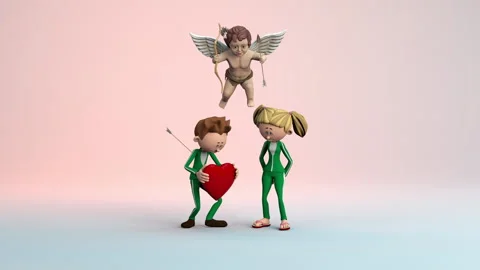 Cupid love arrow – 3d render looped. Stock Footage 300173953