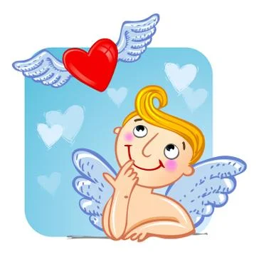 Cupid in love. Stock Illustration