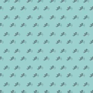 Cupid  over blue background, pattern. vector illustration Ilustração Stock