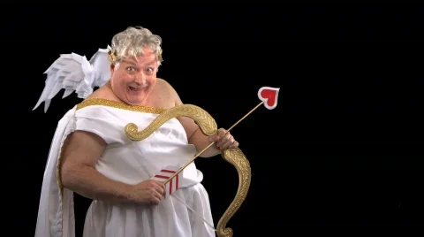 Cupid pointing bow and arrow Stock Footage 754287