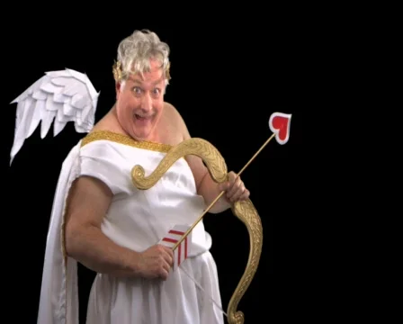 Cupid pointing bow and arrow Stock Footage 754288