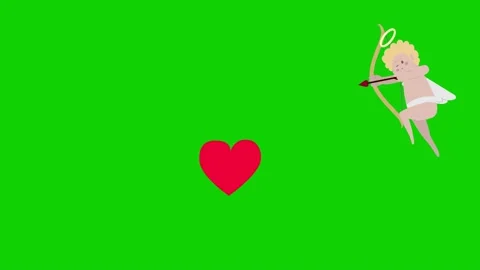Cupid shooting an arrow at a heart Stock Footage 146735728