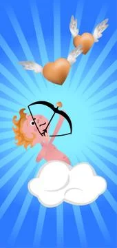 Cupid Shooting Hearts Stock Illustration