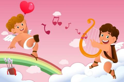Cupid Valentine background Illustrazione stock