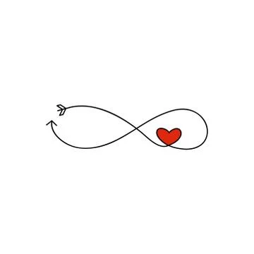 Cupid's arrow in the form of an infinity sign and heart icon. Wedding element Stock Illustration