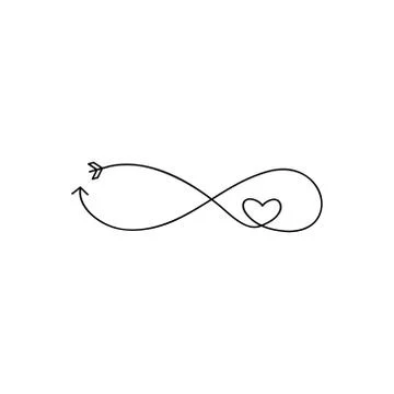 Cupid's arrow in the form of an infinity sign and heart icon. Wedding element Stock Illustration