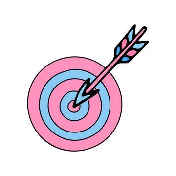 Cupids arrow hit the target. Romantic flat illustration. Love cute postcard V Illustrazione stock