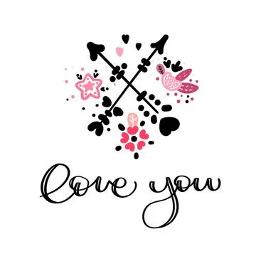 Cupid's arrows with flowers Stock Illustration