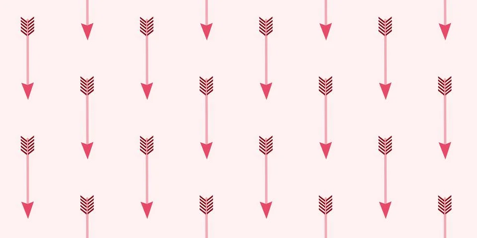 Cupids arrows seamless pattern on pink background. Cute arrows Vector Flat ba Stock Illustration