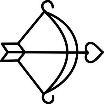 Cupid's bow and arrow line icon Stock Illustration