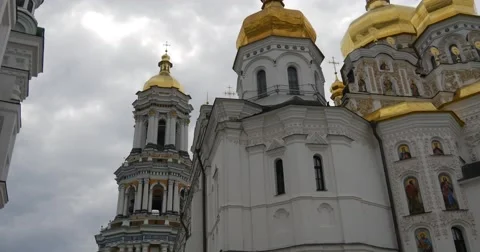 Cupolas on the foreground of cloudy sky -Great Church of The Assumption of The Stock Footage 52815773