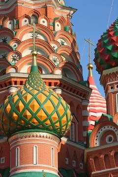 Cupolas of st. basil's cathedral in red square, moscow, russia Stock Photos