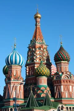 Cupolas of st. basil's cathedral in red square, moscow, russia Foto stock