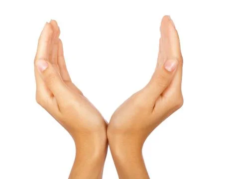 Cupped hands of a beautiful female Stock Photos
