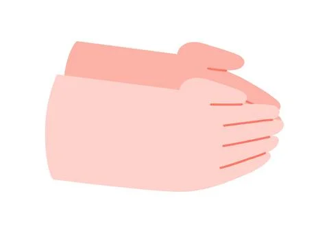 Cupped hands facing upwards illustration isolated Stock Illustration