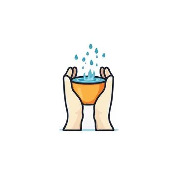 Cupped hands offering refreshment a symbol of care and source of life givin.. Stock Illustration
