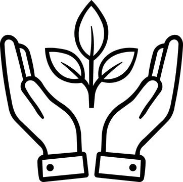 Cupped hands protecting green plant sprout growth Stock Illustration
