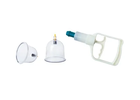 Cupping therapy equipment - Cupping Pump and jar for vacuum massage Stock Photos