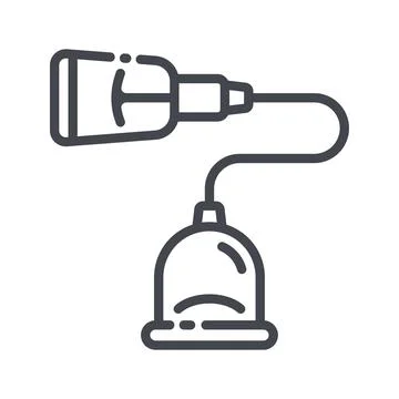Cupping treatment line icon isolated on transparent background. Stock Illustration