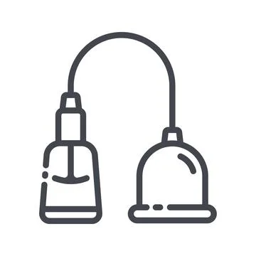 Cupping treatment line icon isolated on transparent background. Stock Illustration