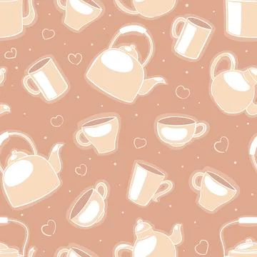 Cups and teapots - 2 Stock Illustration