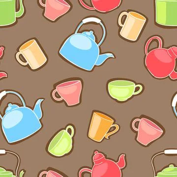 Cups and teapots Stock Illustration