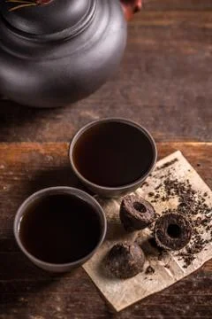 Cups of black tea Stock Photos
