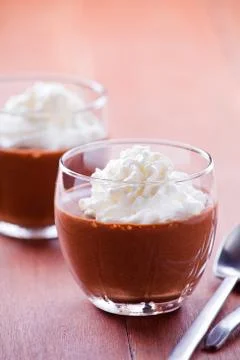 Cups of chocolate mousse Stock Photos