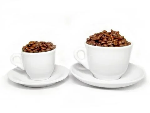 Cups coffee beans 스톡 사진