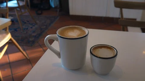 Cups of coffee served Stock Footage 115257335