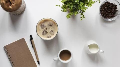 Cups of coffee on table Stock Photos