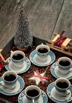 Cups with coffee,pattern design concept. Stock Photos