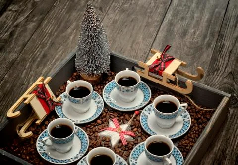 Cups with coffee,pattern design concept Stock Photos