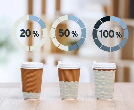Cups with different degree Stock Photos