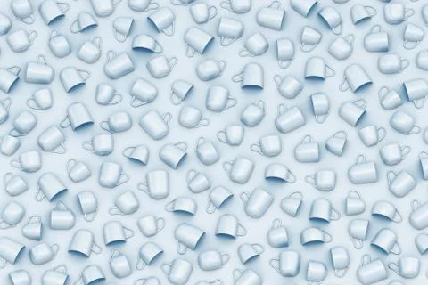 Cups different shapes with shadows on white background. 3D illustration Stock Illustration