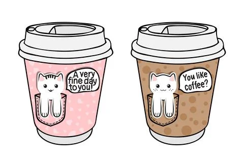Cups for drinks at cat shows, for cat lovers, and animal cafe Stock-Illustration