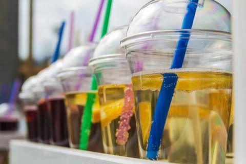 Cups with fresh lemonade Stock Photos