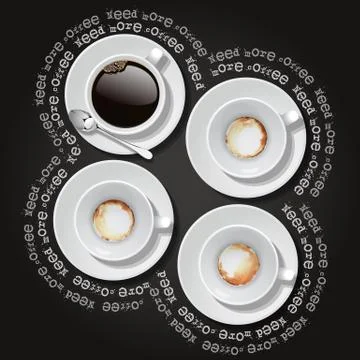 Cups of hot coffee Stock Illustration