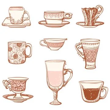 Cups icon set. Illustrazione stock
