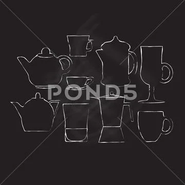 Cups mugs and jugs Stock Illustration