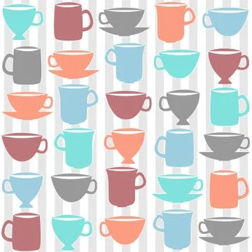 Cups seamless pattern Stock Illustration