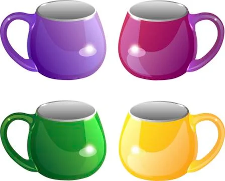 Cups. A set of cups. Multicolored cups for tea Stock Illustration