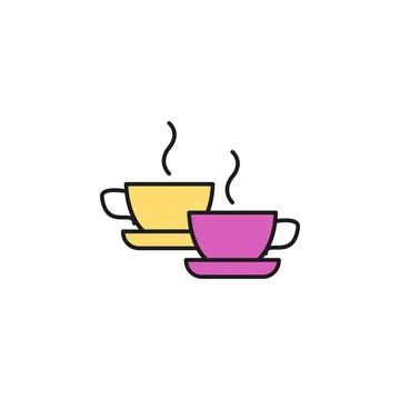Cups of tea colored icon. Element of birthday party icon for mobile concept and Stock Illustration
