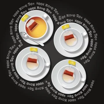 Cups of  tea with tea bag Illustrazione stock