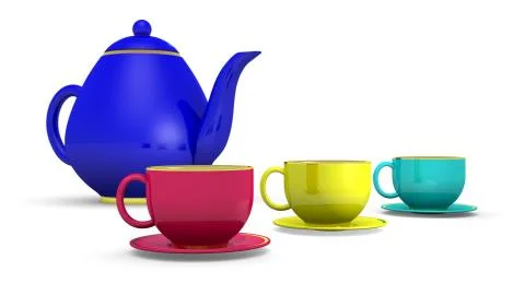 Cups with teapot Stock Illustration