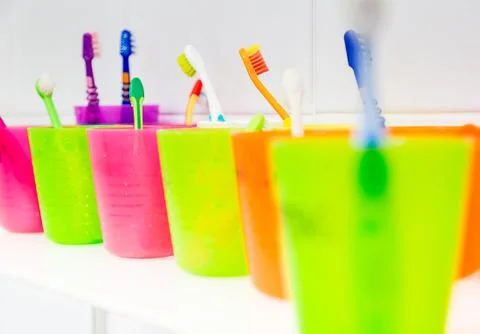 Cups for washing the teeth Stock Photos