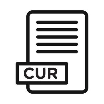 CUR File Document Icon Black line art vector 库存插图